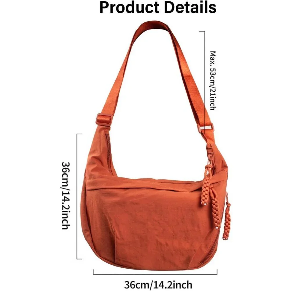 Women's Nylon Crescent Crossbody Bag Multi-Pocket Portable Lightweight Stylish